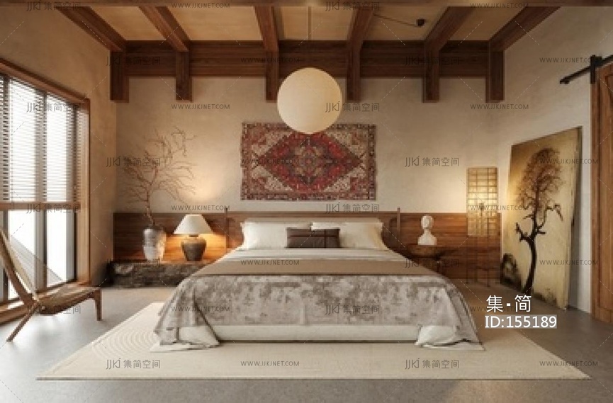 现代民宿客房SU模型