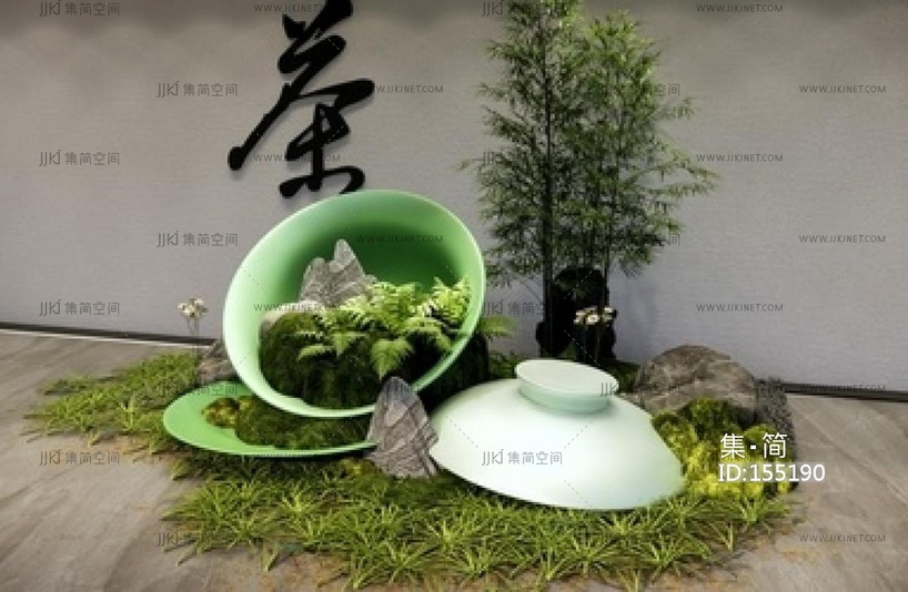 新中式美陈_茶文化主题美陈SU模型