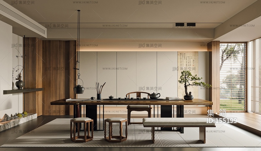 新中式茶室3D模型