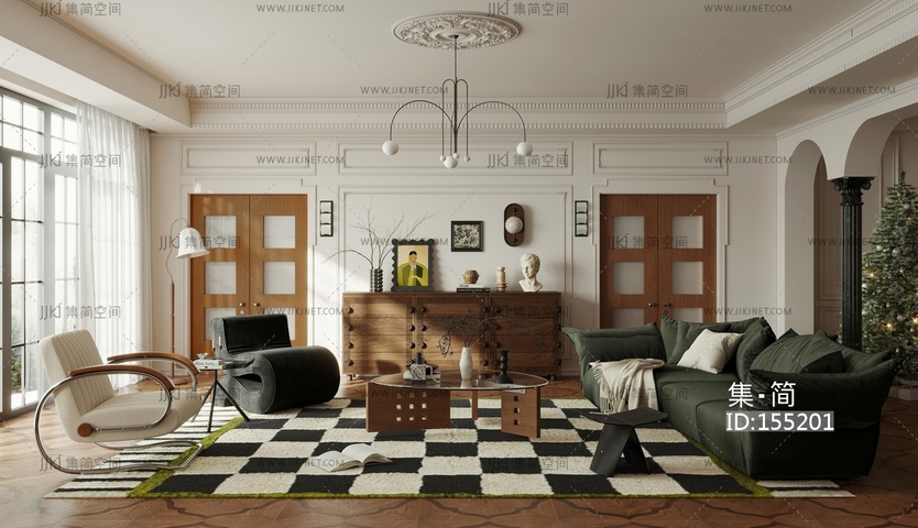 法式家居客厅3D模型
