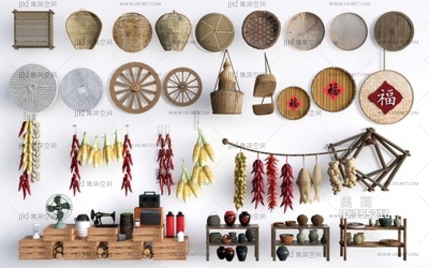 现代农具小品_农耕小品_乡村小品SU模型