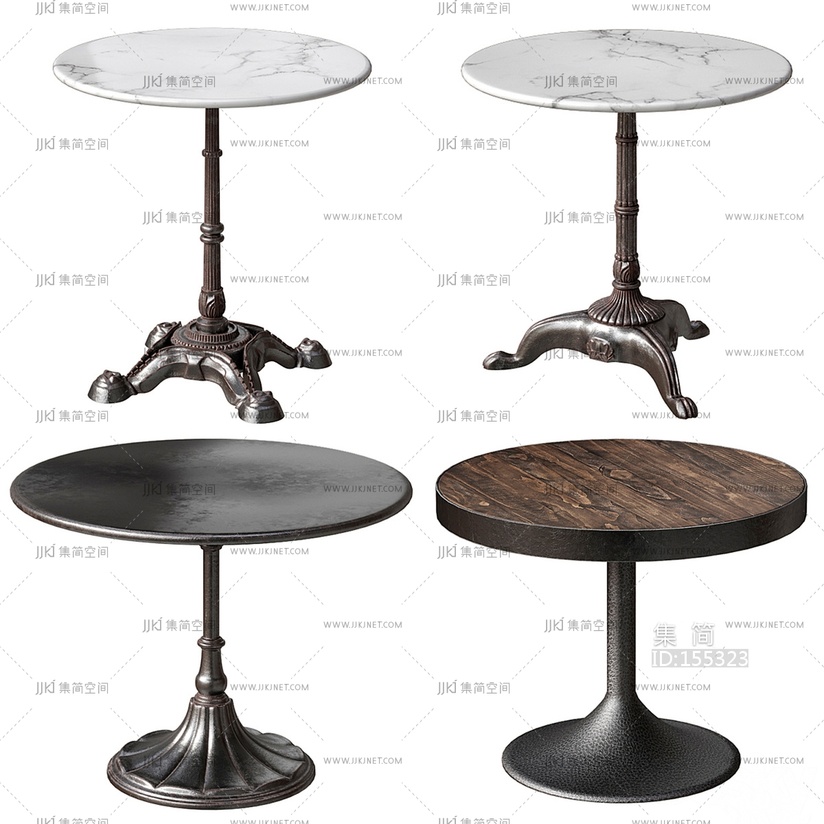 欧式金属大理石咖啡桌圆形边桌圆形桌子3D模型