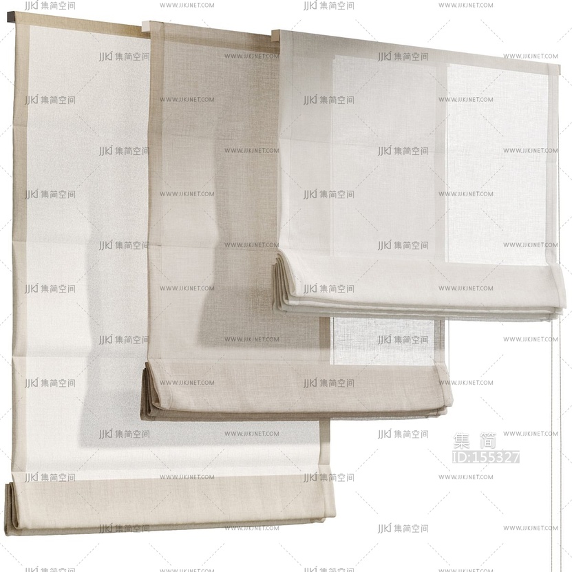 现代新中式罗马帘_布帘_罗马帘3D模型
