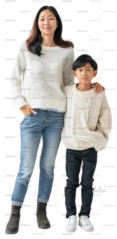 png免扣领着小孩的人物亲子人物家庭温馨 (13)