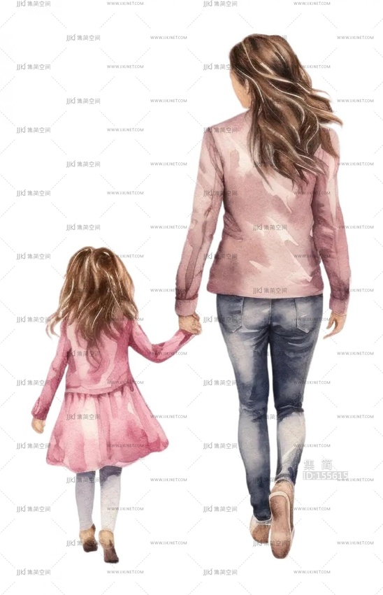 png免扣领着小孩的人物亲子人物家庭温馨 背影人物(11)