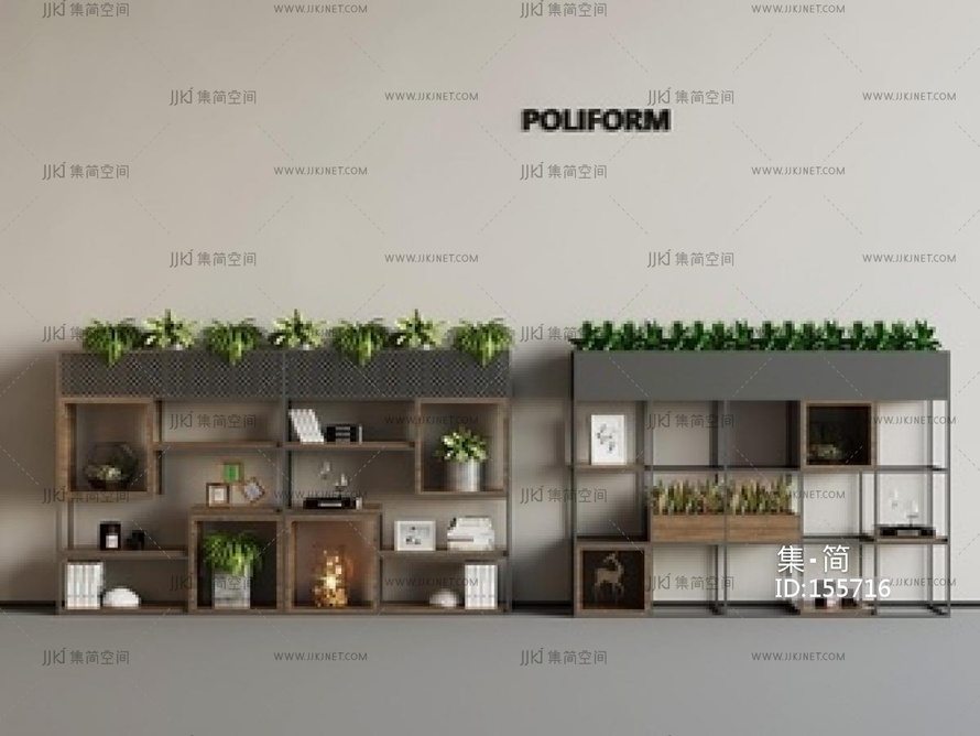 工业其他柜子_工业风绿植隔断柜SU模型