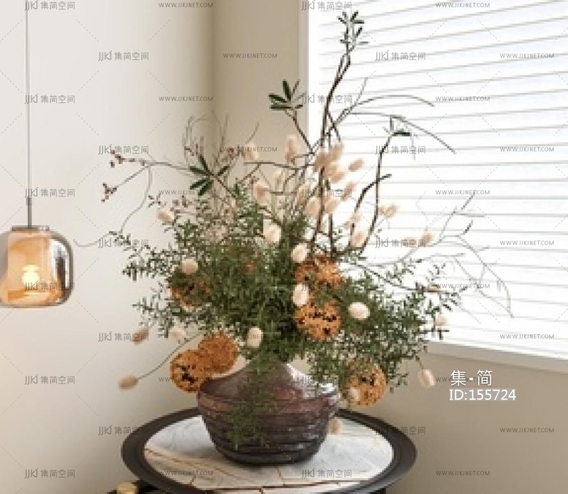 现代中古花瓶花艺SU模型