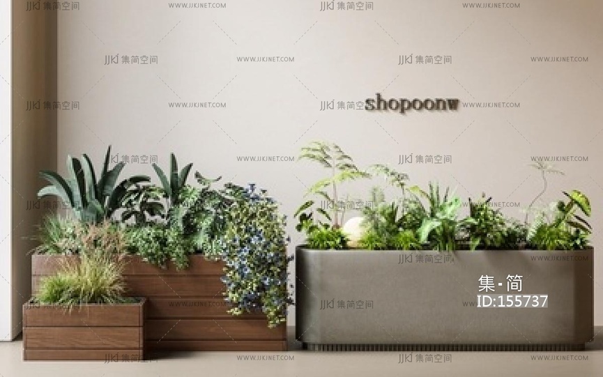 植物组合_花池_户外花箱SU模型