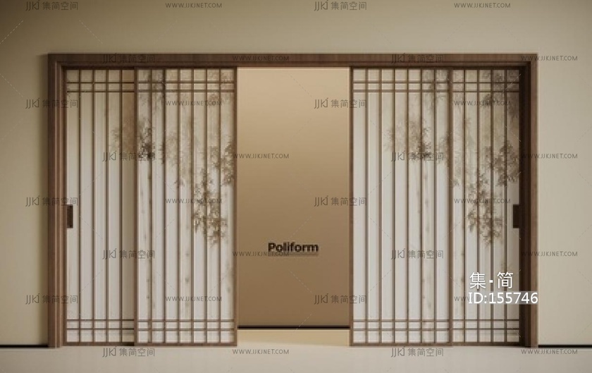 新中式推拉门_新中式推拉门SU模型