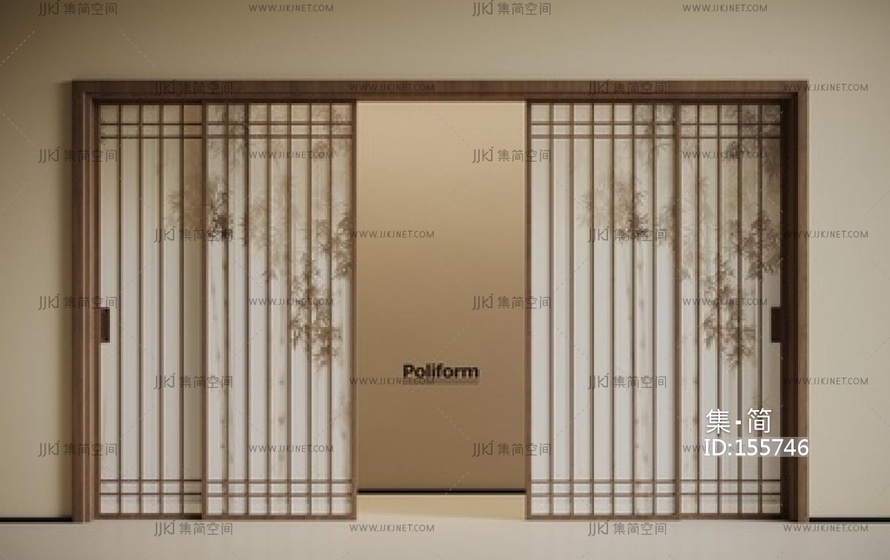 新中式推拉门_新中式推拉门SU模型