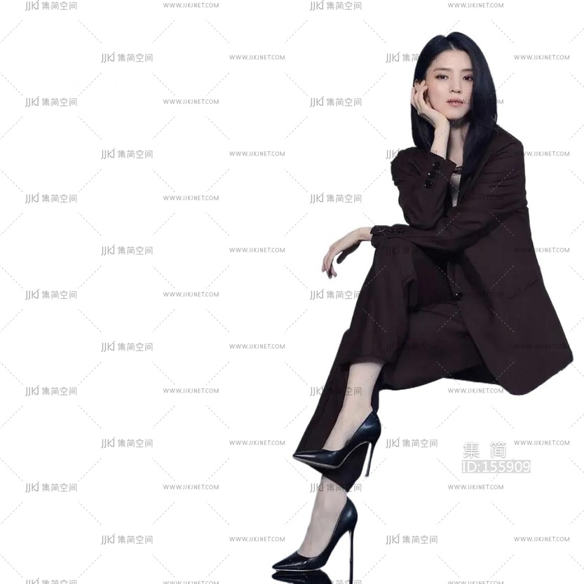 坐姿人坐着的办公人物人png免扣人物 (71)