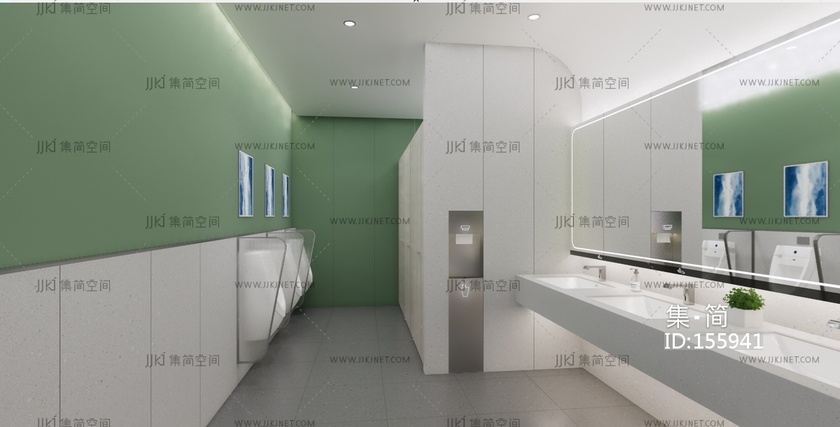 现代公共卫生间抽纸盒水龙头SU模型