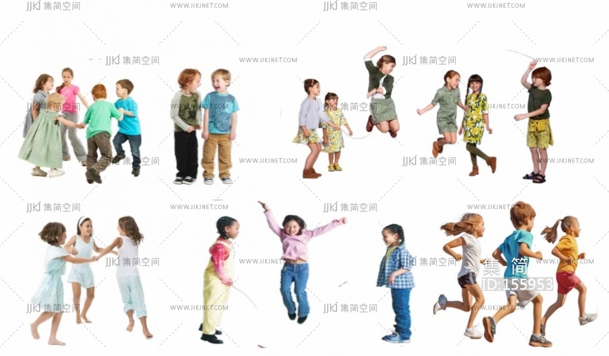 儿童人物小孩2d人物su模型