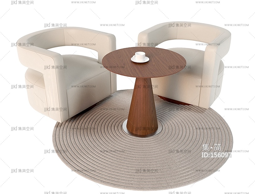 现代洽谈桌椅组合_咖啡桌椅组合_休闲桌椅组合3D模型