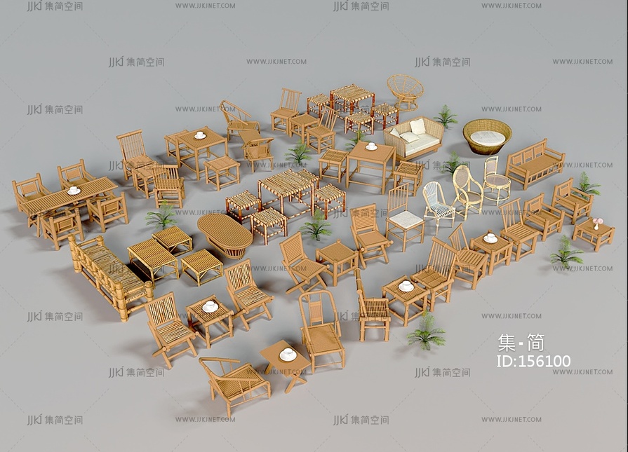 新中式茶桌椅_竹编桌椅组合