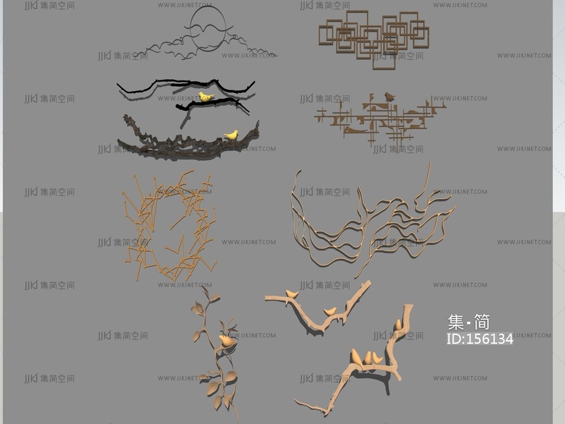 中式风格墙饰挂件 su草图模型