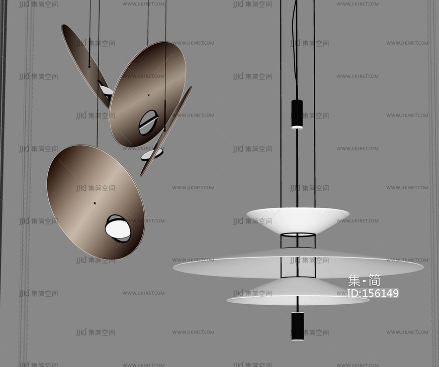 现代吊灯_小吊灯_金属吊灯SU模型