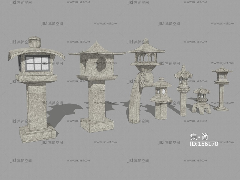 中式风格庭院景观灯 su草图模型