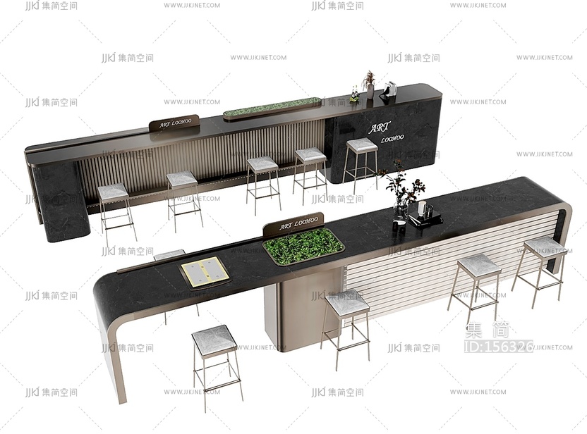 现代户外景观座椅_休闲吧台3D模型