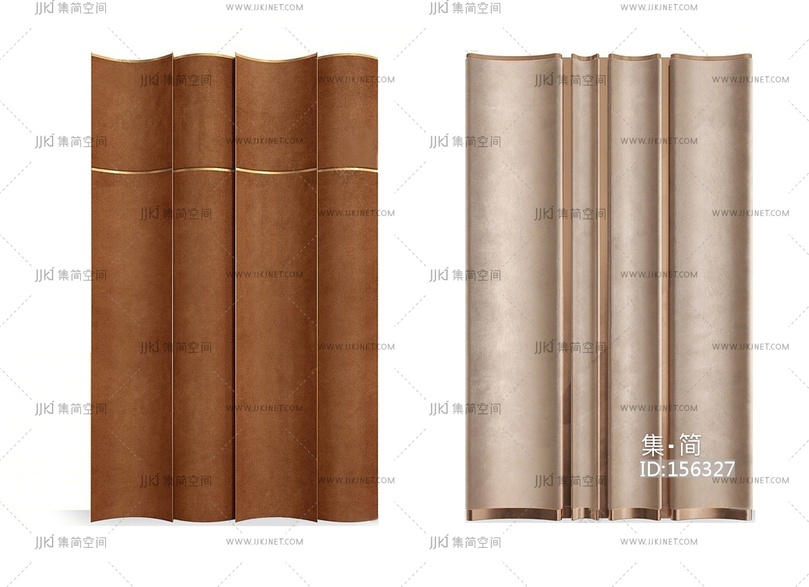 现代屏风隔断波浪造型背景墙3D模型