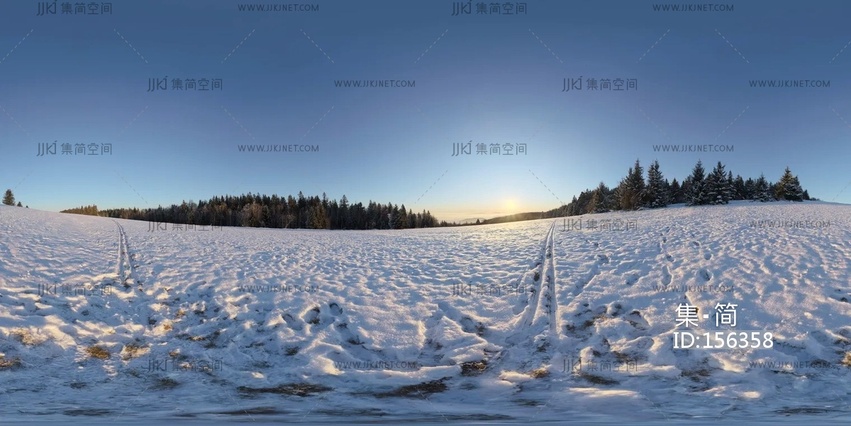 16-stierberg_sunrise黄昏黎明蓝天雪地冬季森林hdir贴图_16k