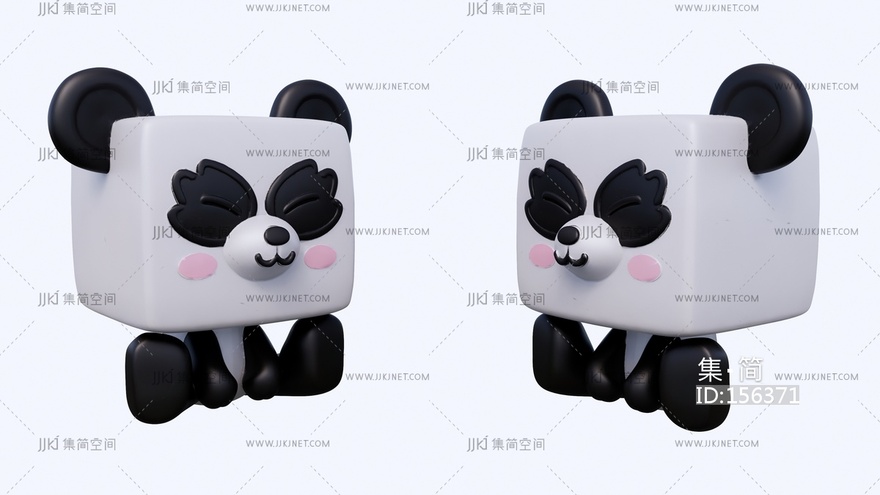 卡通熊猫玩偶雕塑 su草图模型