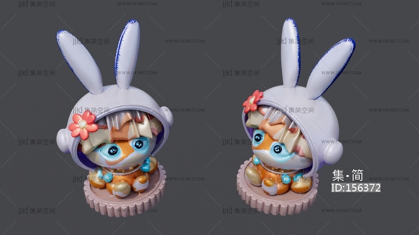 太空兔雕塑摆件 su草图模型