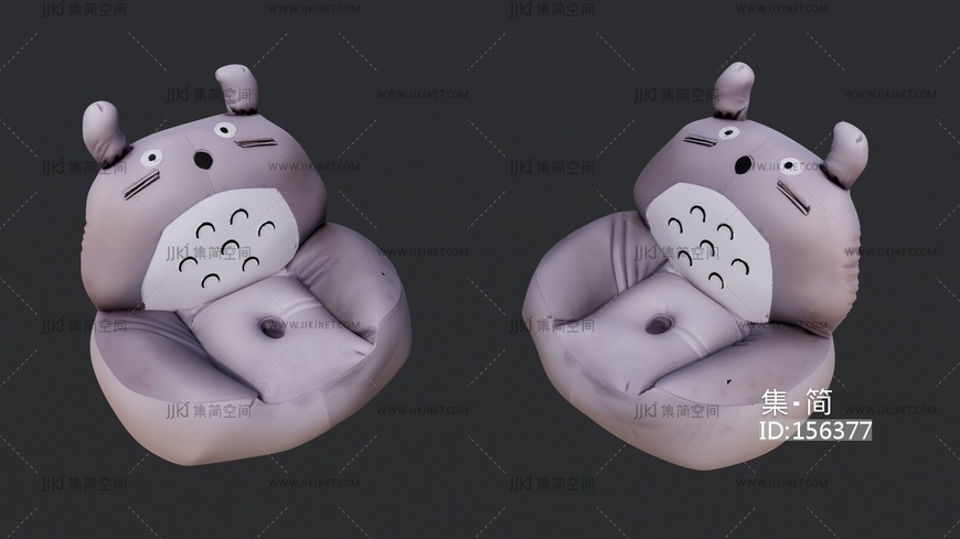 灰色龙猫沙发 su草图模型