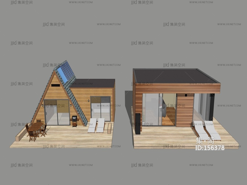 中式风格住宅景观木屋休闲亭 su草图模型