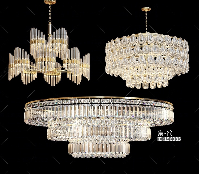 现代轻奢水晶吊灯 艺术吊灯 灯具吸顶灯3D模型