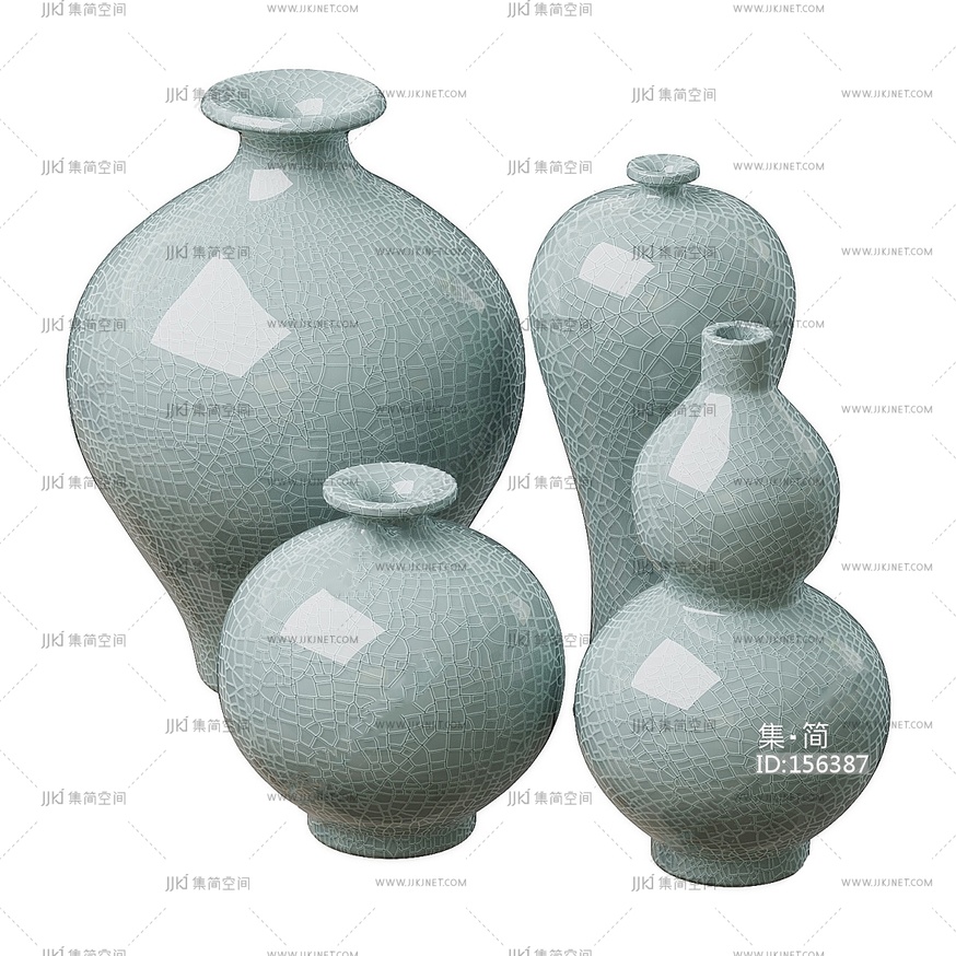 现代陶罐摆件3D模型