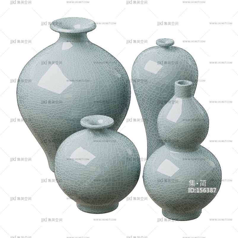 现代陶罐摆件3D模型