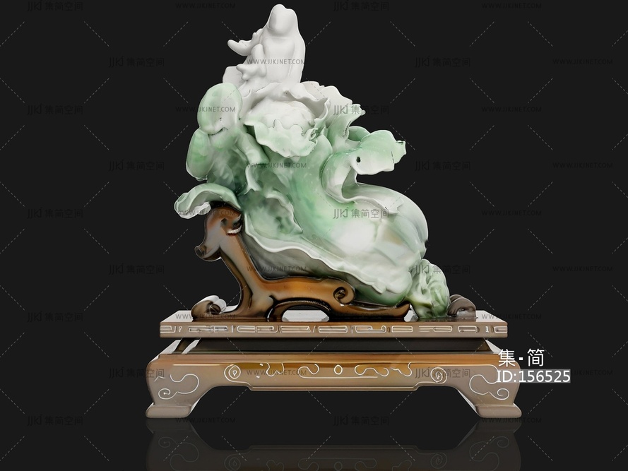 新中式中式雕塑摆件su模型