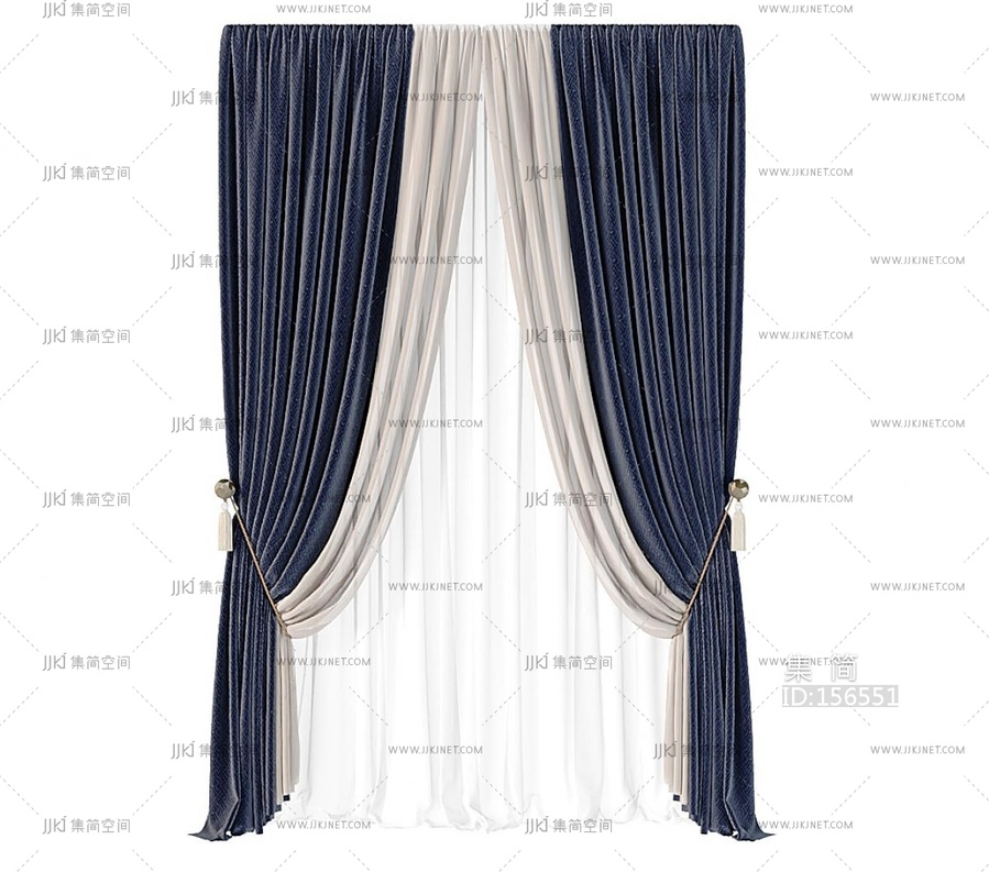 现代通用窗帘_布艺窗帘_纱帘3D模型