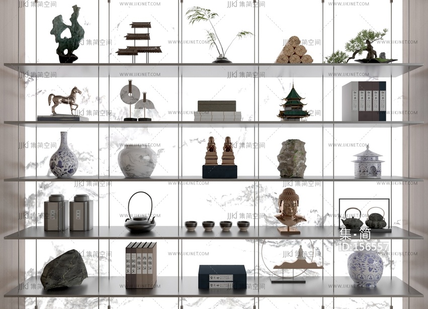 新中式摆件组合3D模型