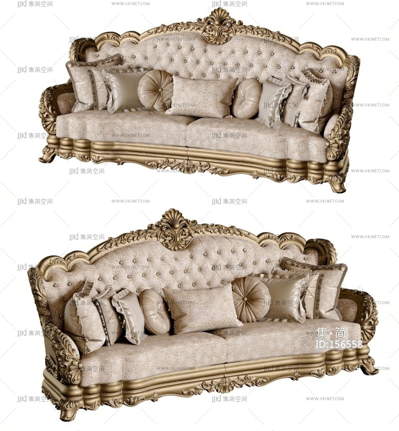 欧式古典双人沙发3D模型