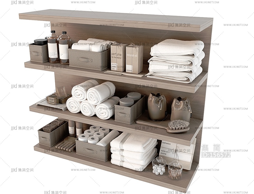 现代洗浴用品_卫浴摆件_洗护用品_毛巾架SU模型