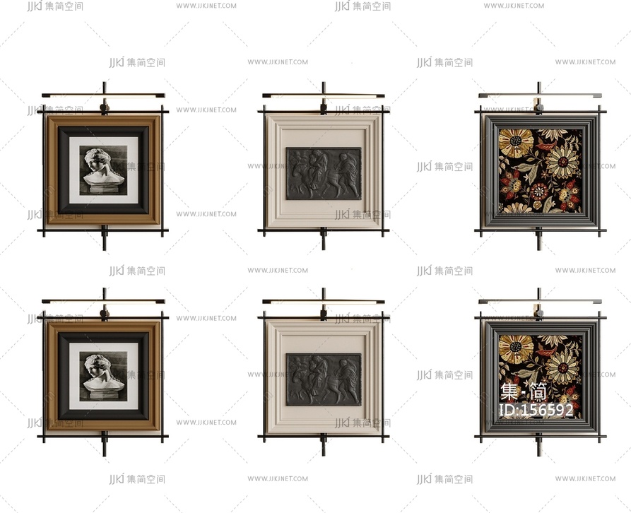 法式中古挂画_装饰画_组合3D模型
