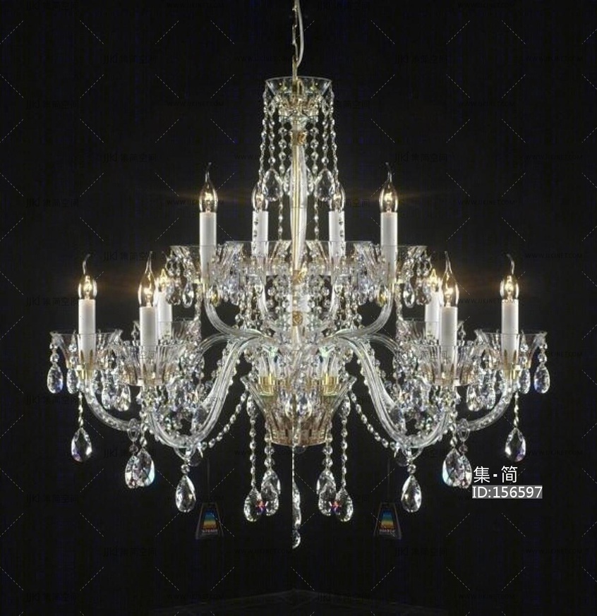 欧式水晶烛台多头吊灯水晶吊灯3D模型