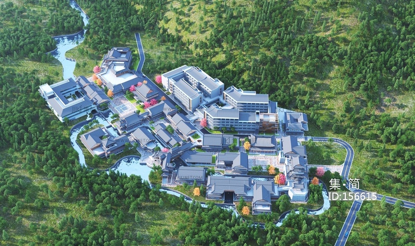 山体商业街鸟瞰3d模型