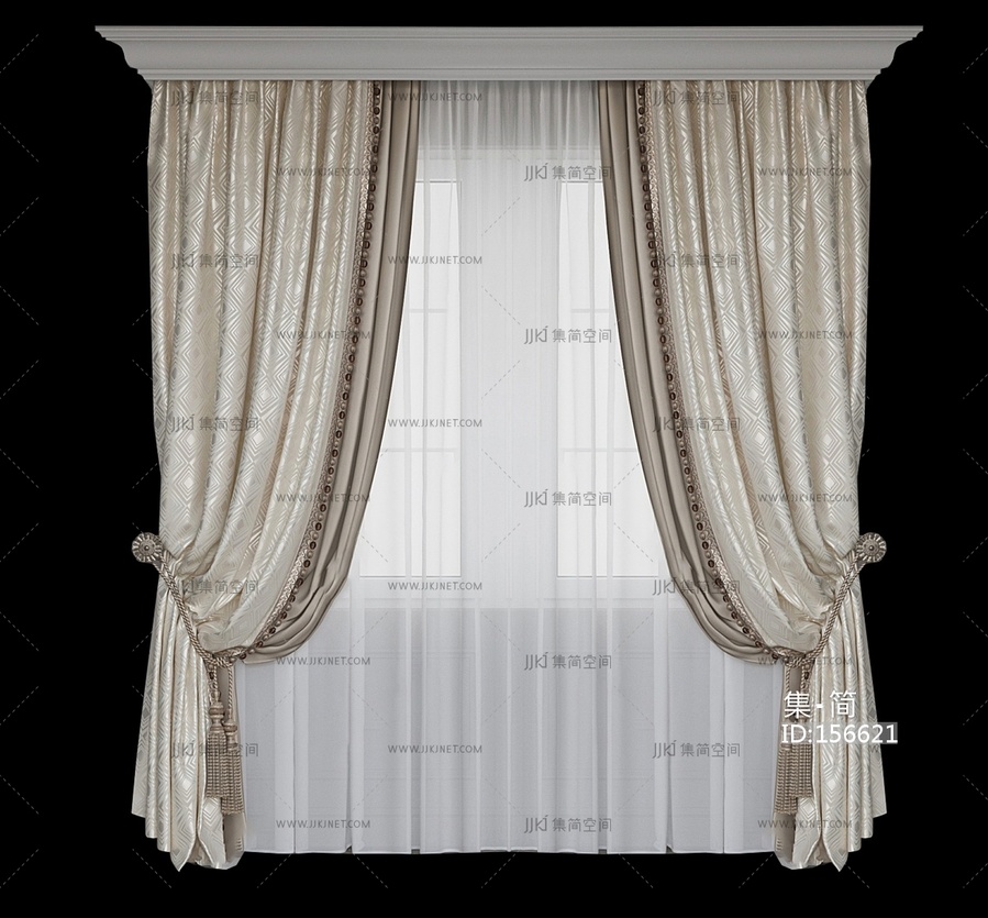 美式欧式通用窗帘3D模型