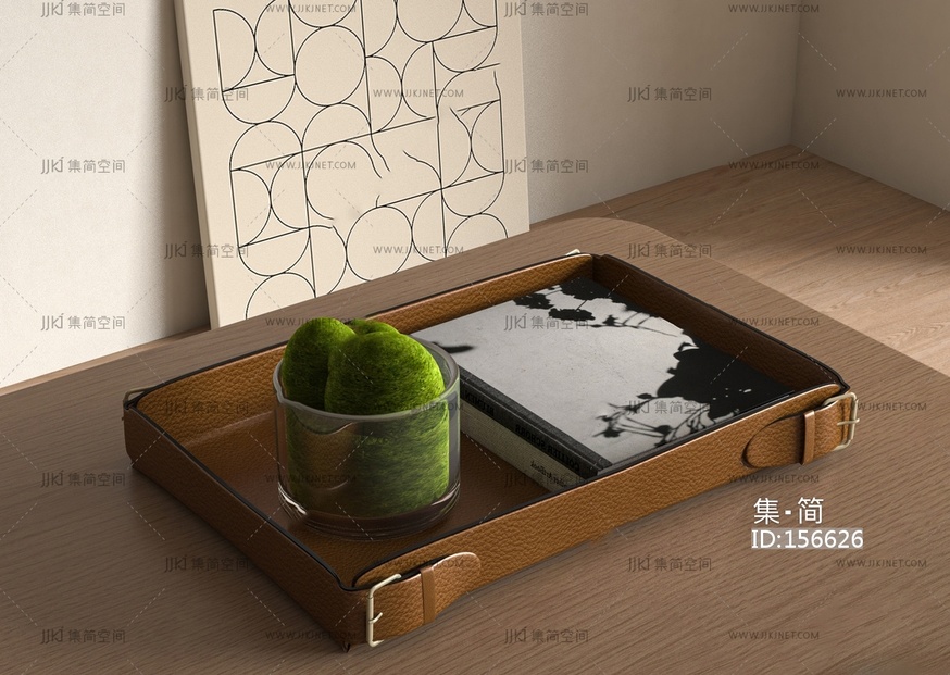 托盘摆件苔藓3D模型