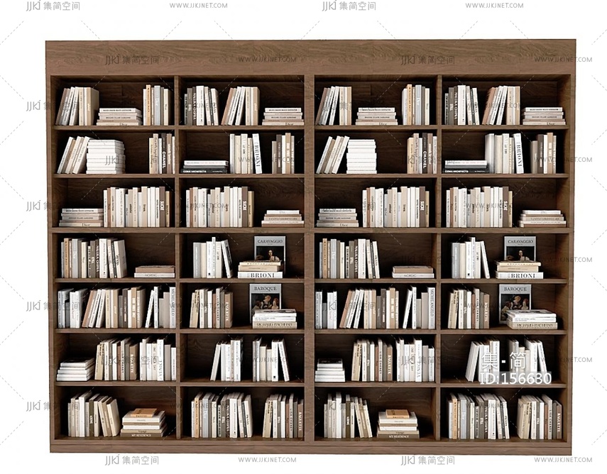 现代书籍书柜3D模型