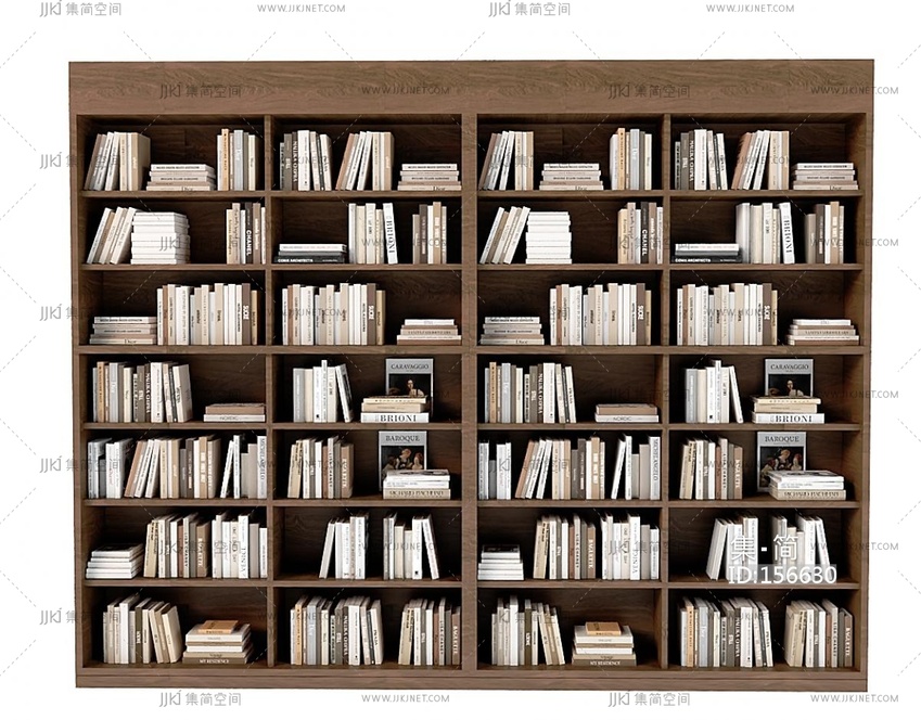 现代书籍书柜3D模型