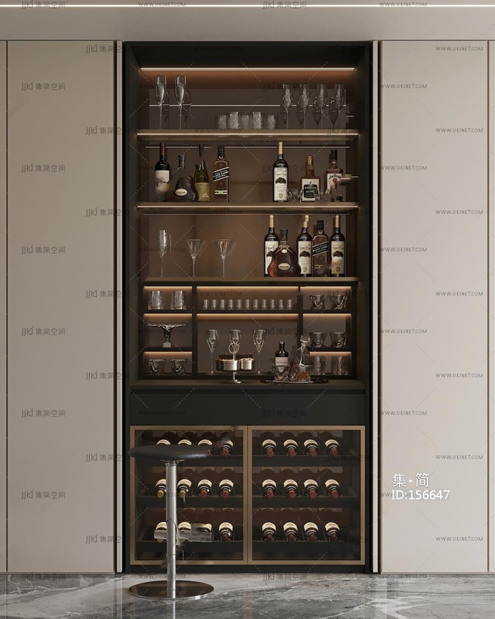 现代红酒柜3D模型