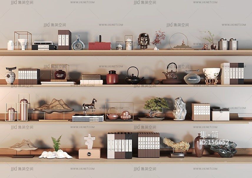 新中式摆件组合3D模型