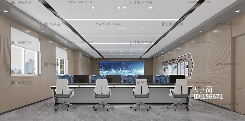 现代指挥中心_现代调控中心_监控室-3D模型