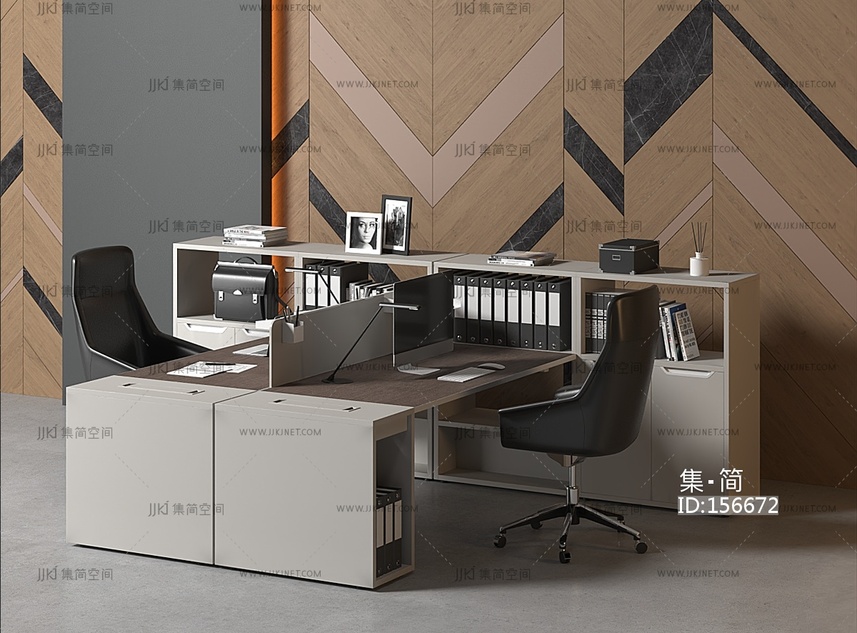 现代文员办公桌椅组合_白领员工办公桌办公椅_办公用品3D模型