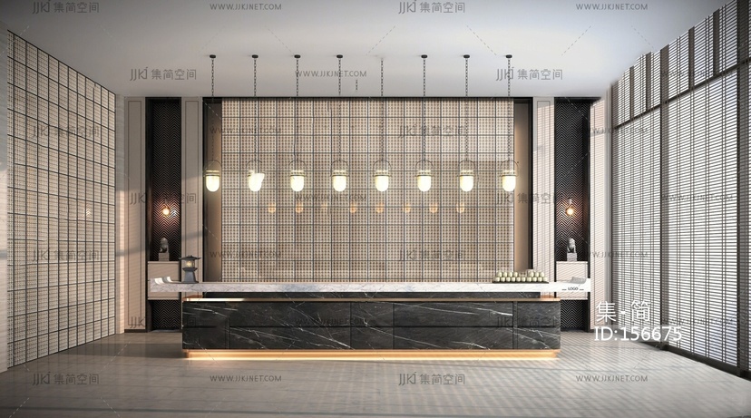 酒店大堂吊灯服务台吊灯3D模型