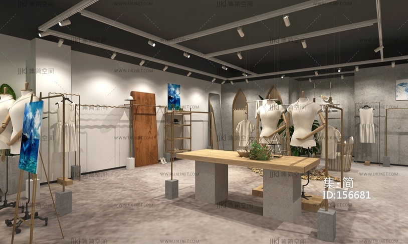 现代极简服装店设计 3d模型 (1)
